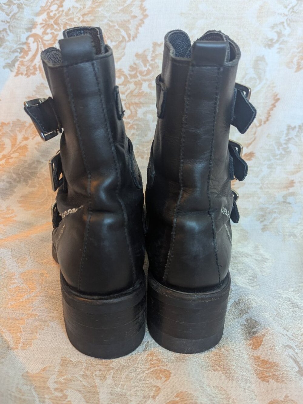 Harley Davidson Motorcycle Black Leather Multi Strap Buckle Square Toe Boots 6.5 - Picture 6 of 10